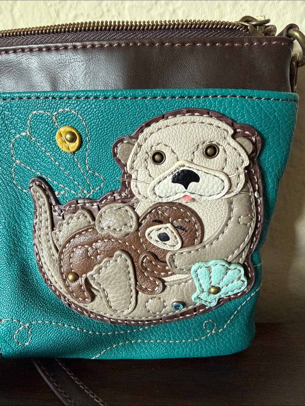 Chala Teal Crossbody with Otter - Picture 2 of 5